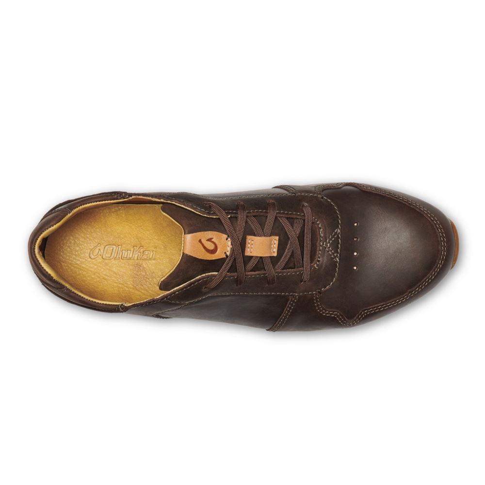 Huaka'i Li Men's Leather Sneakers - Dark Wood